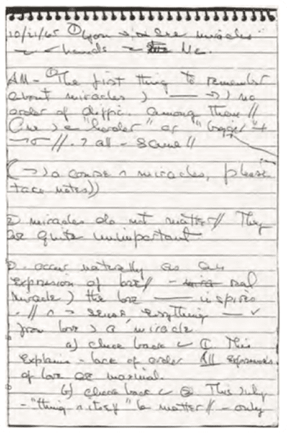 a page in helen schucman's notes