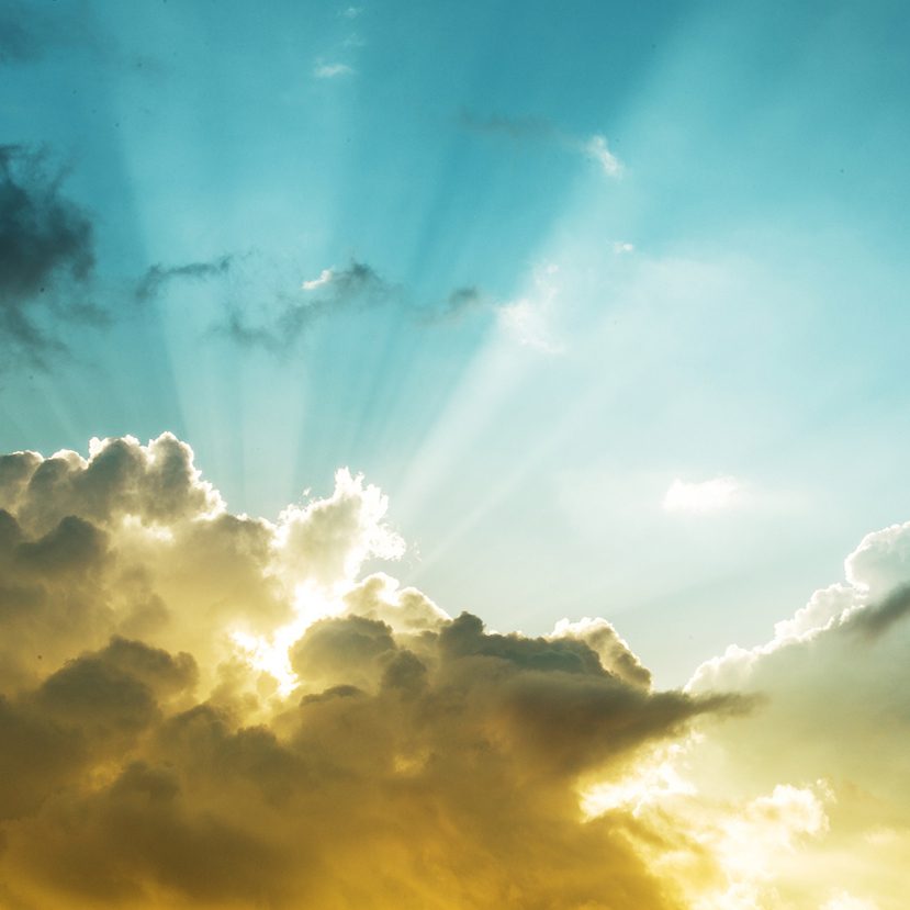 clouds with sunlight bursting through